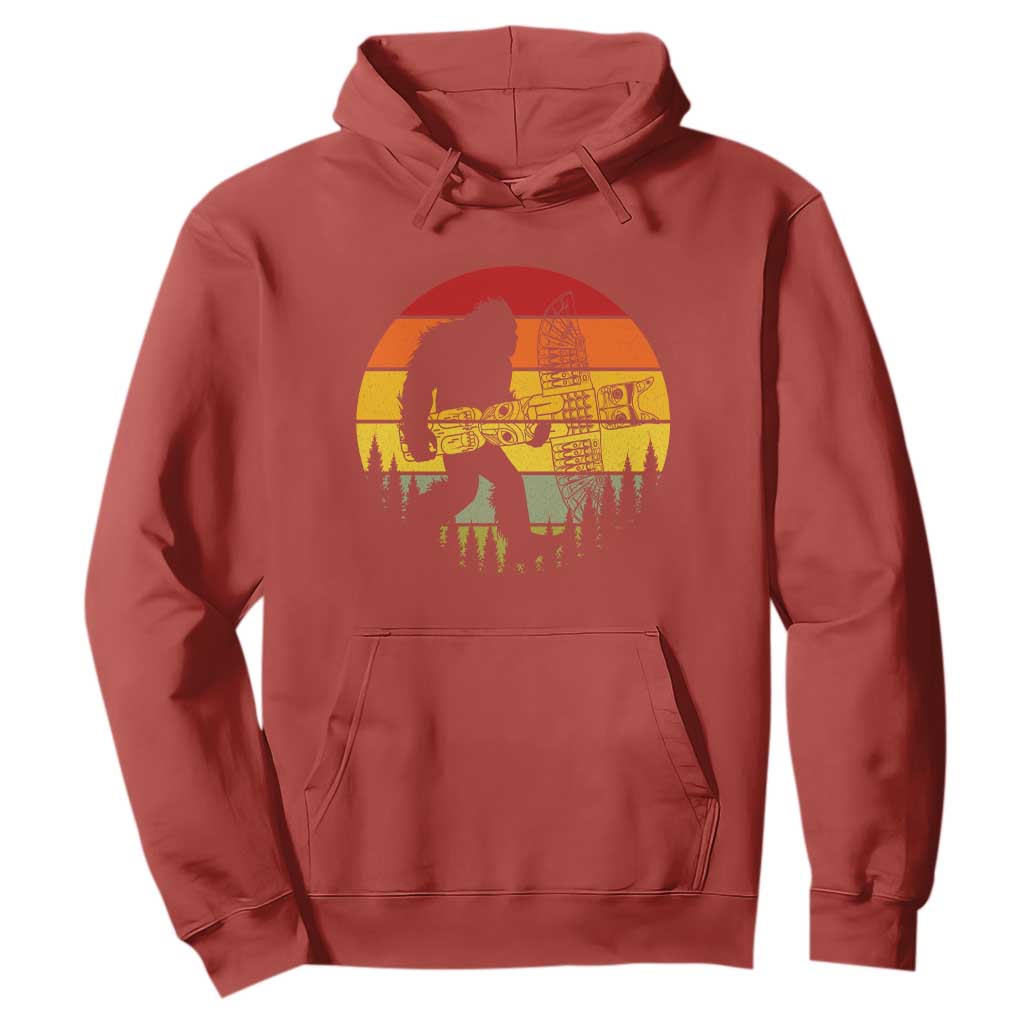 Vintage Pacific Northwest Bigfoot With Totem Pole Hoodie TS12 Red Print Your Wear