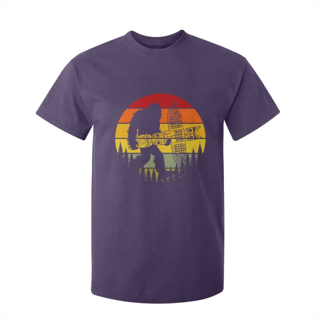 Vintage Pacific Northwest Bigfoot With Totem Pole T Shirt For Kid TS12 Purple Print Your Wear