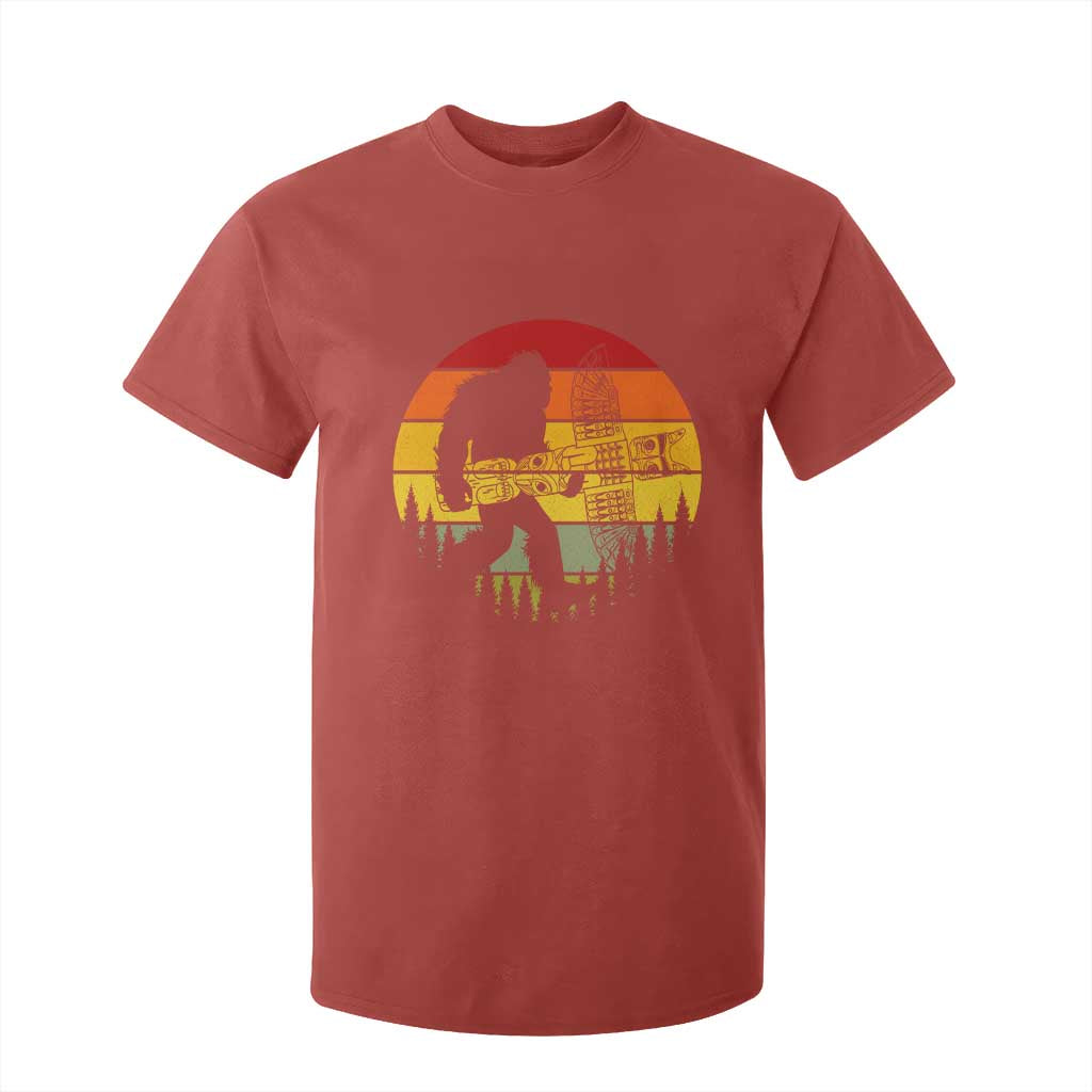 Vintage Pacific Northwest Bigfoot With Totem Pole T Shirt For Kid TS12 Red Print Your Wear