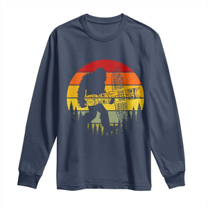 Vintage Pacific Northwest Bigfoot With Totem Pole Long Sleeve Shirt TS12 Navy Print Your Wear
