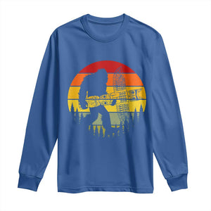 Vintage Pacific Northwest Bigfoot With Totem Pole Long Sleeve Shirt TS12 Royal Blue Print Your Wear