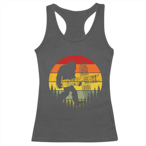 Vintage Pacific Northwest Bigfoot With Totem Pole Racerback Tank Top TS12 Dark Heather Print Your Wear