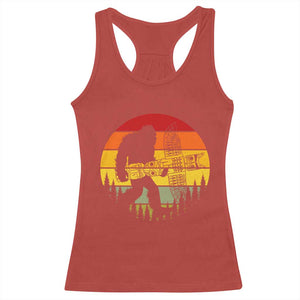 Vintage Pacific Northwest Bigfoot With Totem Pole Racerback Tank Top TS12 Red Print Your Wear