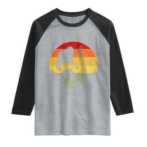 Vintage Pacific Northwest Bigfoot With Totem Pole Raglan Shirt TS12 Heather Gray Black Print Your Wear