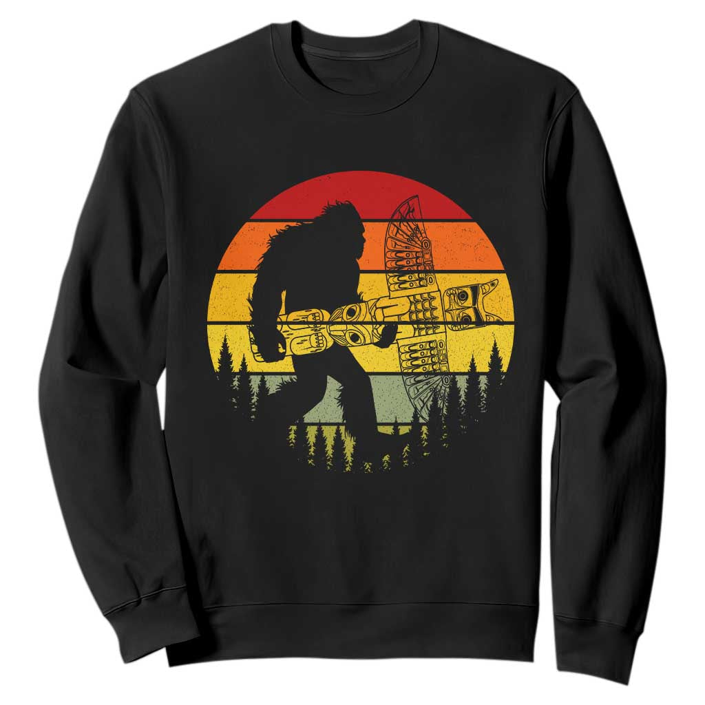 Vintage Pacific Northwest Bigfoot With Totem Pole Sweatshirt TS12 Black Print Your Wear