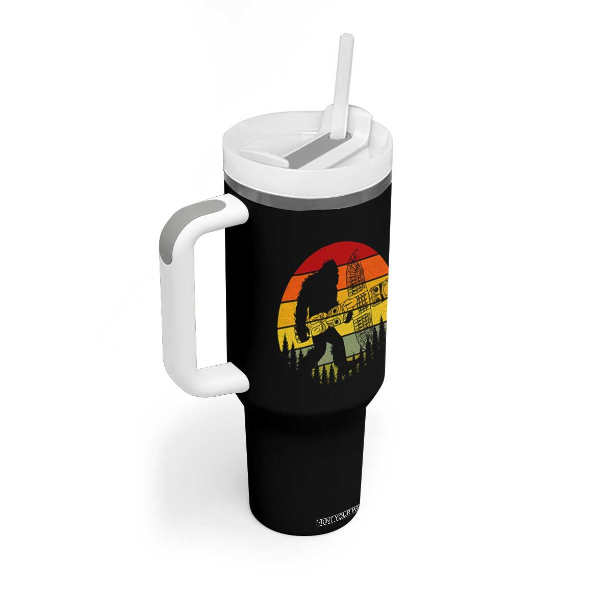Vintage Pacific Northwest Bigfoot With Totem Pole Tumbler With Handle TS12 Print Your Wear