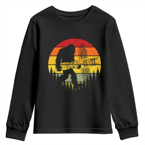 Vintage Pacific Northwest Bigfoot With Totem Pole Youth Sweatshirt TS12 Black Print Your Wear