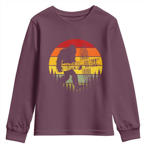 Vintage Pacific Northwest Bigfoot With Totem Pole Youth Sweatshirt TS12 Maroon Print Your Wear