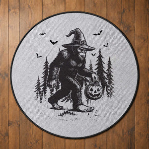 Funny Halloween Gift Round Rug Bigfoot Witch Costume