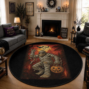 Halloween Mummy Bigfoot Round Rug Funny Cryptid Gift