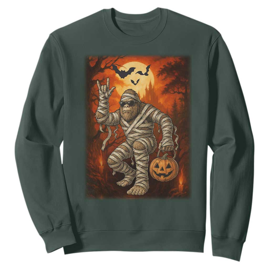 Halloween Mummy Bigfoot Sweatshirt Funny Cryptid Gift TS12 Dark Forest Green Print Your Wear