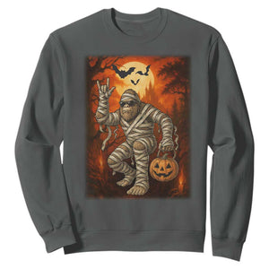 Halloween Mummy Bigfoot Sweatshirt Funny Cryptid Gift TS12 Dark Heather Print Your Wear