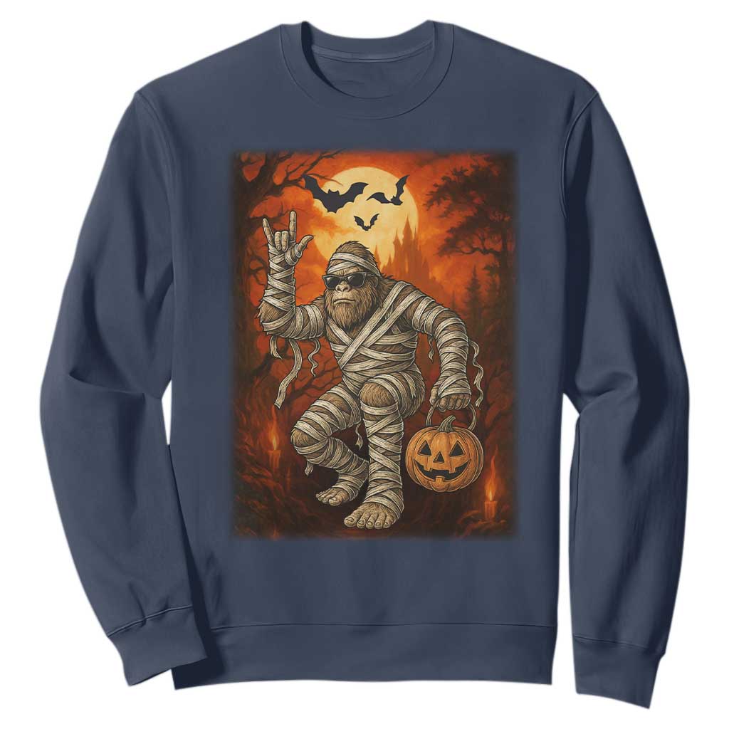 Halloween Mummy Bigfoot Sweatshirt Funny Cryptid Gift TS12 Navy Print Your Wear