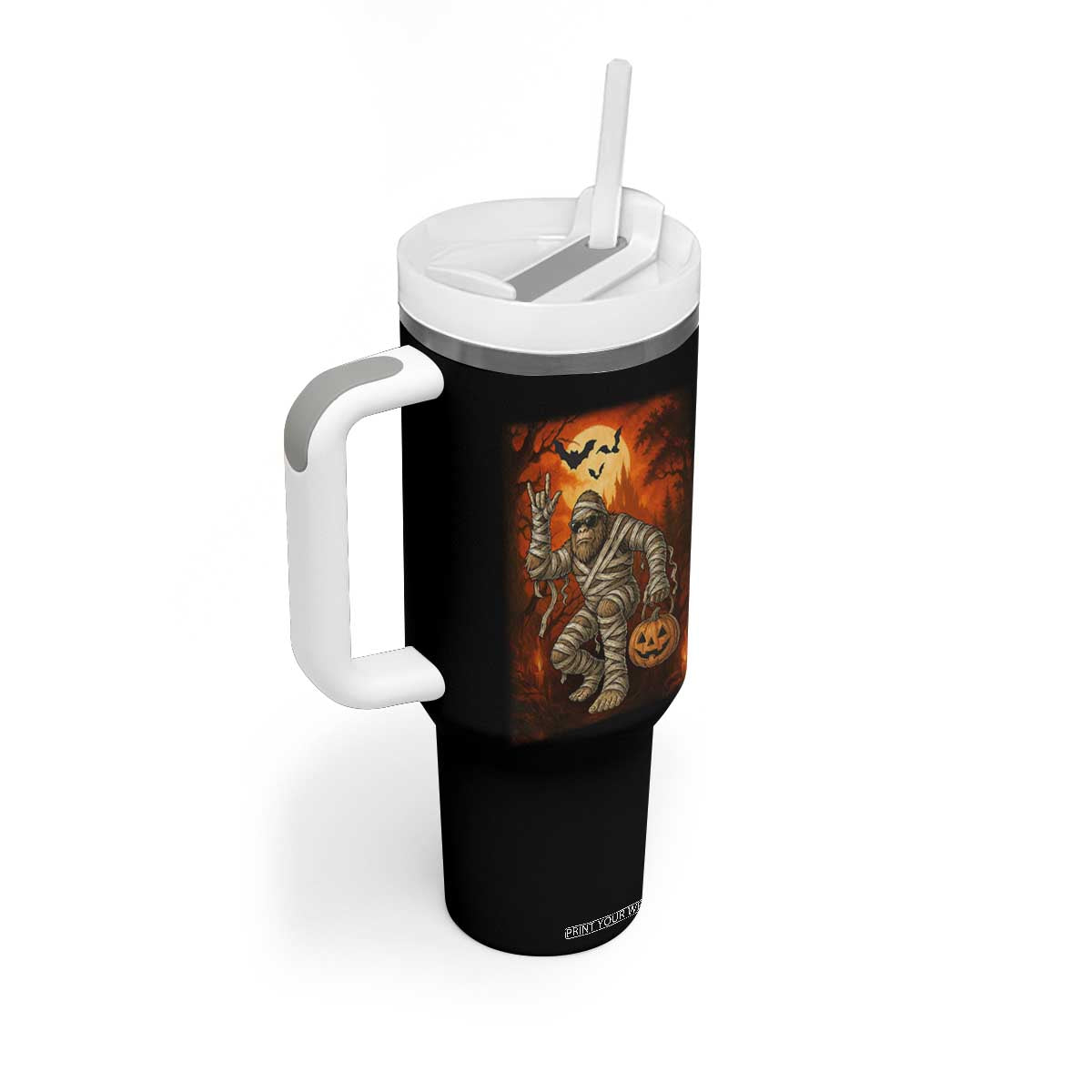 Halloween Mummy Bigfoot Tumbler With Handle Funny Cryptid Gift TS12 Print Your Wear