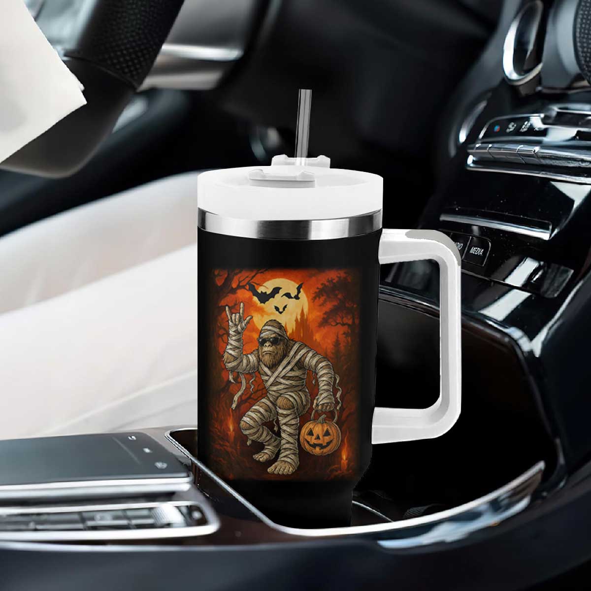 Halloween Mummy Bigfoot Tumbler With Handle Funny Cryptid Gift TS12 Print Your Wear