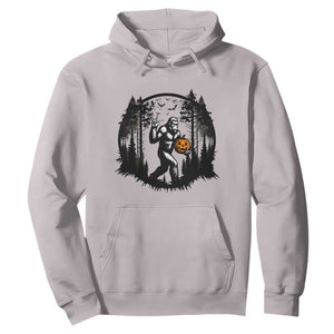 Funny Halloween Bigfoot With Jack O Lantern Hoodie TS12 Ice Gray Print Your Wear
