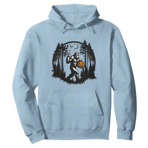 Funny Halloween Bigfoot With Jack O Lantern Hoodie TS12 Light Blue Print Your Wear