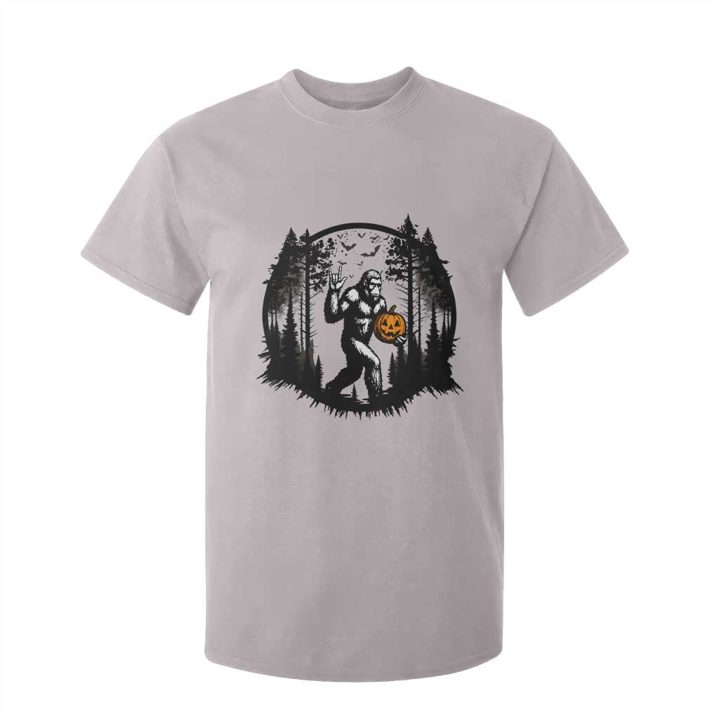 Funny Halloween Bigfoot With Jack O Lantern T Shirt For Kid TS12 Ice Gray Print Your Wear