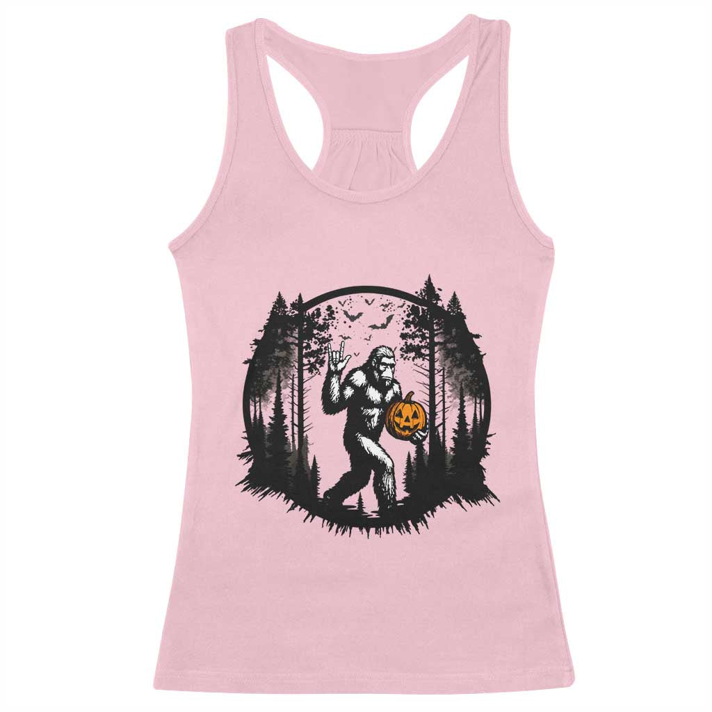 Funny Halloween Bigfoot With Jack O Lantern Racerback Tank Top TS12 Light Pink Print Your Wear
