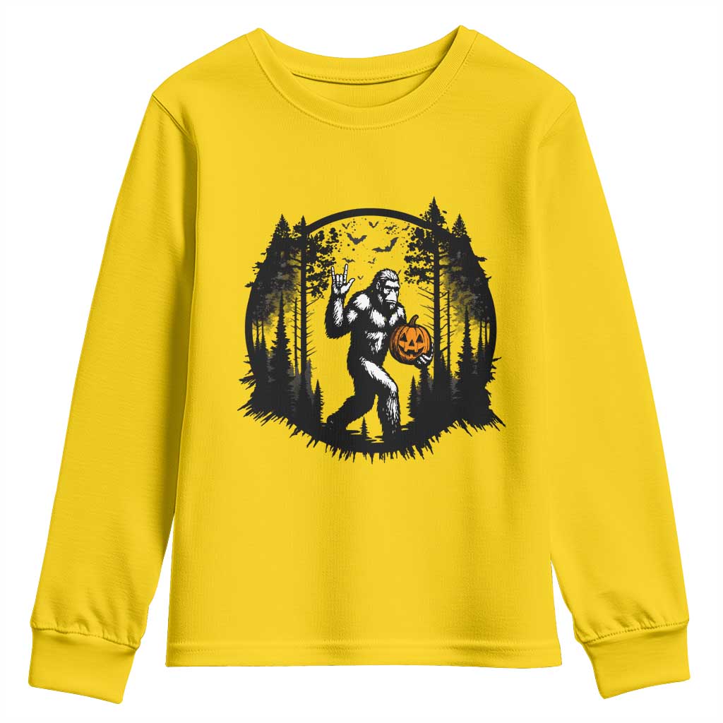 Funny Halloween Bigfoot With Jack O Lantern Youth Sweatshirt TS12 Daisy Print Your Wear