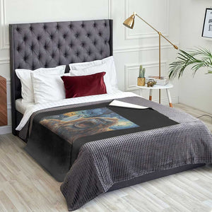 Funny Halloween Throw Blanket Bigfoot Selfie With Ghost Starry Night Art TS12 Print Your Wear