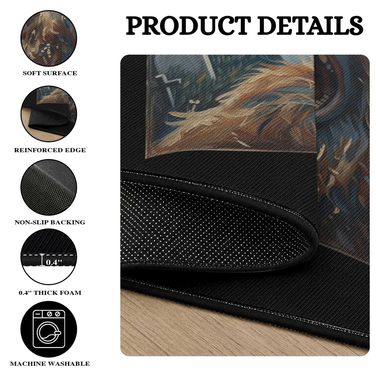 Funny Halloween Round Rug Bigfoot Selfie With Ghost Starry Night Art
