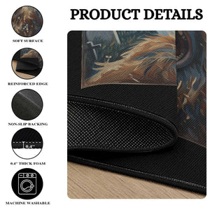 Funny Halloween Round Rug Bigfoot Selfie With Ghost Starry Night Art