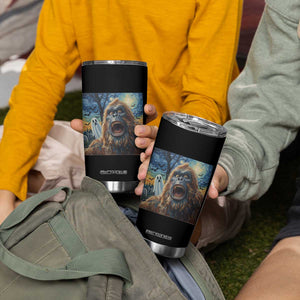 Funny Halloween Tumbler Cup Bigfoot Selfie With Ghost Starry Night Art TS12 Print Your Wear