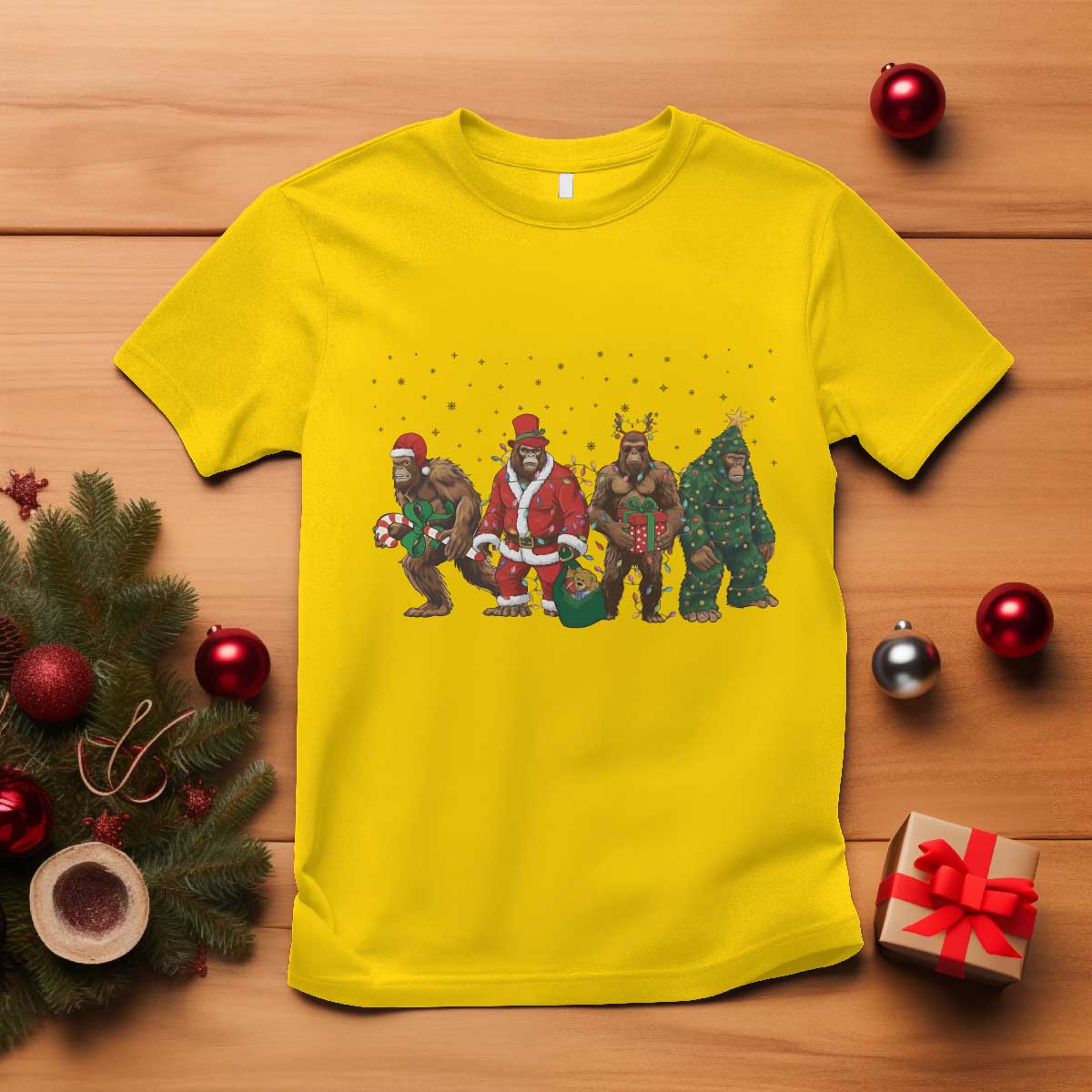 Bigfoot Christmas Cosplay T Shirt Funny Holiday Gift TS12 Daisy Print Your Wear