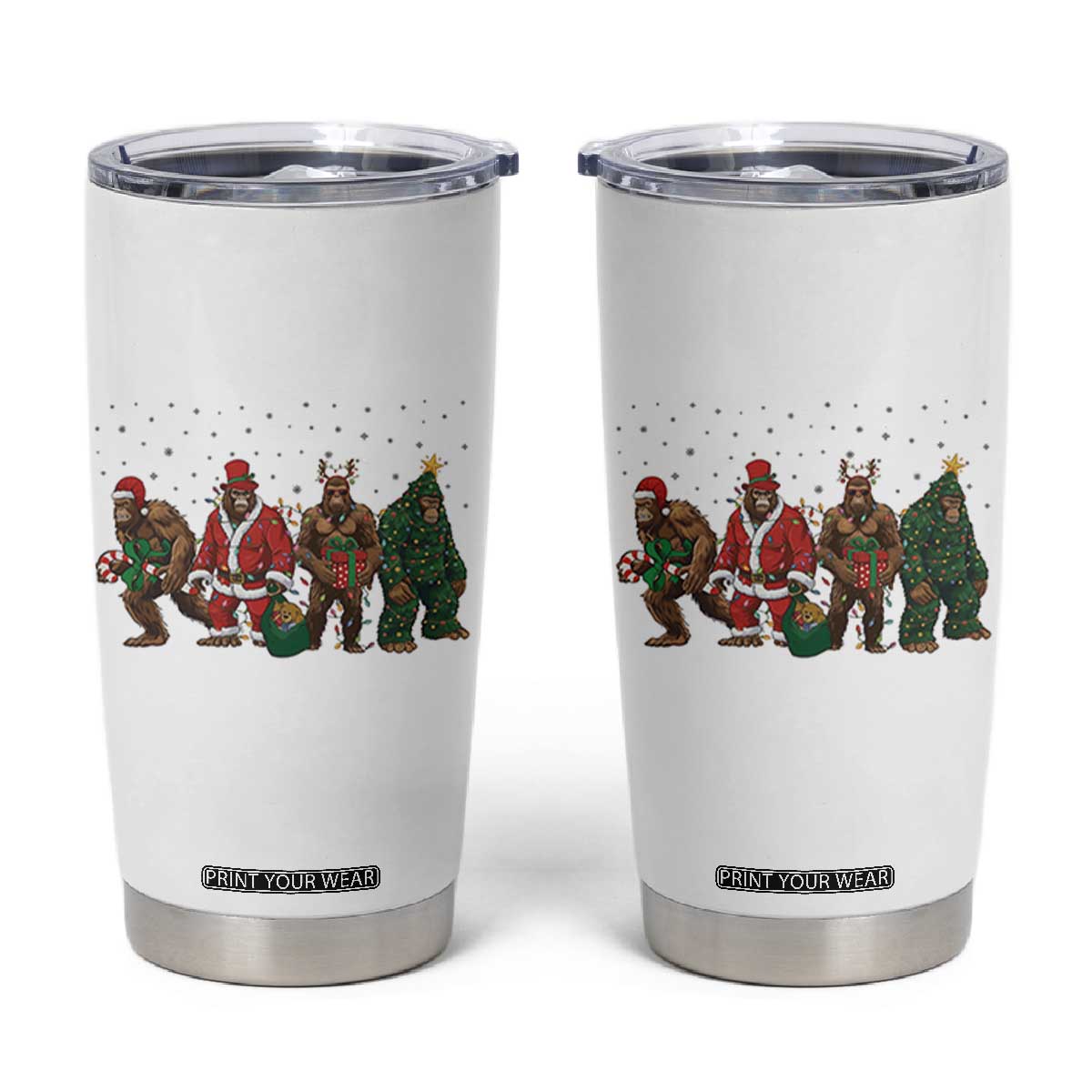 Bigfoot Christmas Cosplay Tumbler Cup Funny Holiday Gift TS12 White Print Your Wear