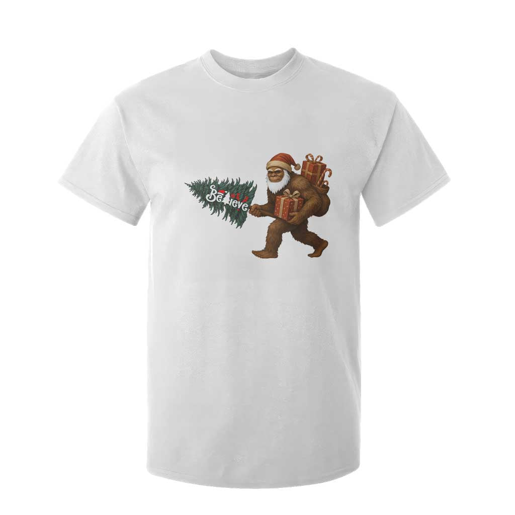 Believe Bigfoot Christmas T Shirt For Kid Sasquatch Holiday Gift TS12 White Print Your Wear