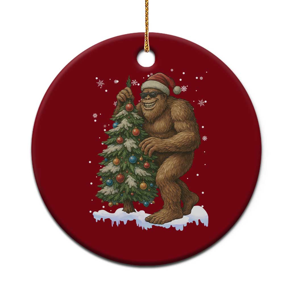 Funny Xmas Ceramic Ornament Bigfoot Decorating Xmas Tree Gift TS12 1pc Red Print Your Wear