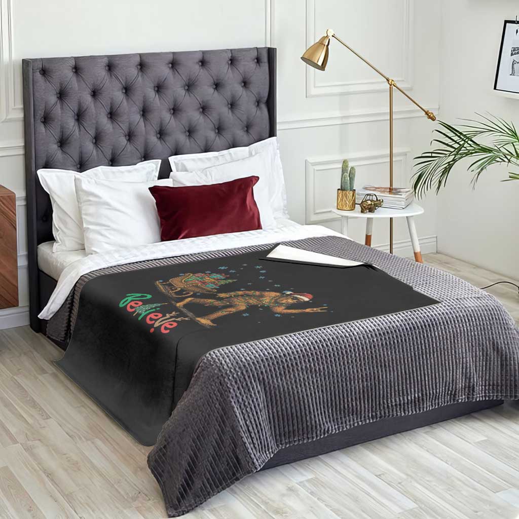Bigfoot Christmas Throw Blanket Believe Funny Holiday Gift TS12 Print Your Wear