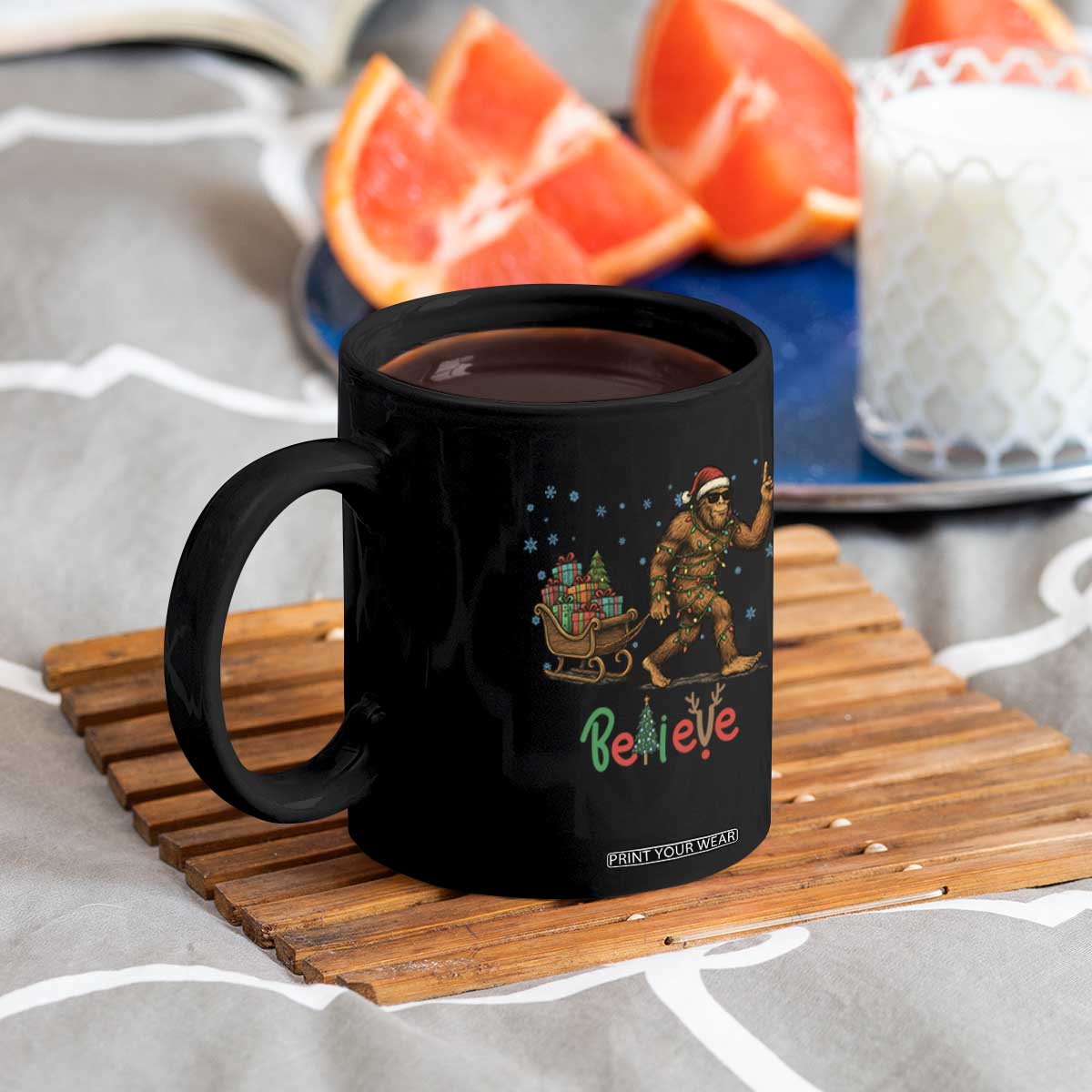 Bigfoot Christmas Coffee Mug Believe Funny Holiday Gift TS12 Print Your Wear