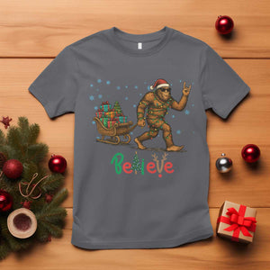 Bigfoot Christmas T Shirt Believe Funny Holiday Gift TS12 Charcoal Print Your Wear