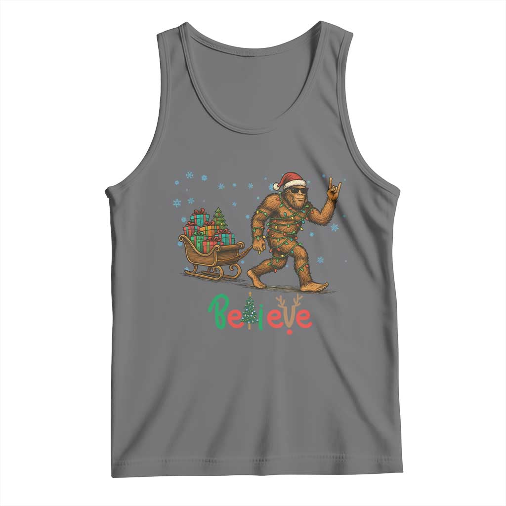 Bigfoot Christmas Tank Top Believe Funny Holiday Gift TS12 Black Heather Print Your Wear