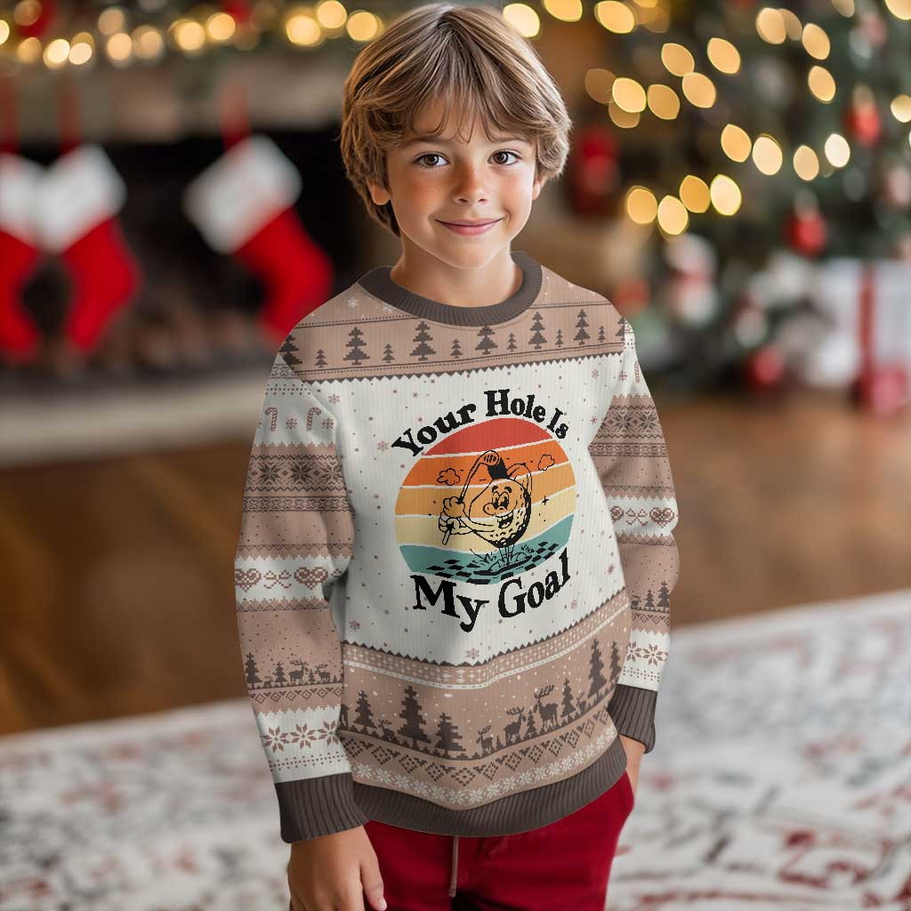 Your Hole Is My Goal Ugly Christmas Sweater Funny Golf Gift TS12 Mocha Mousse Print Your Wear