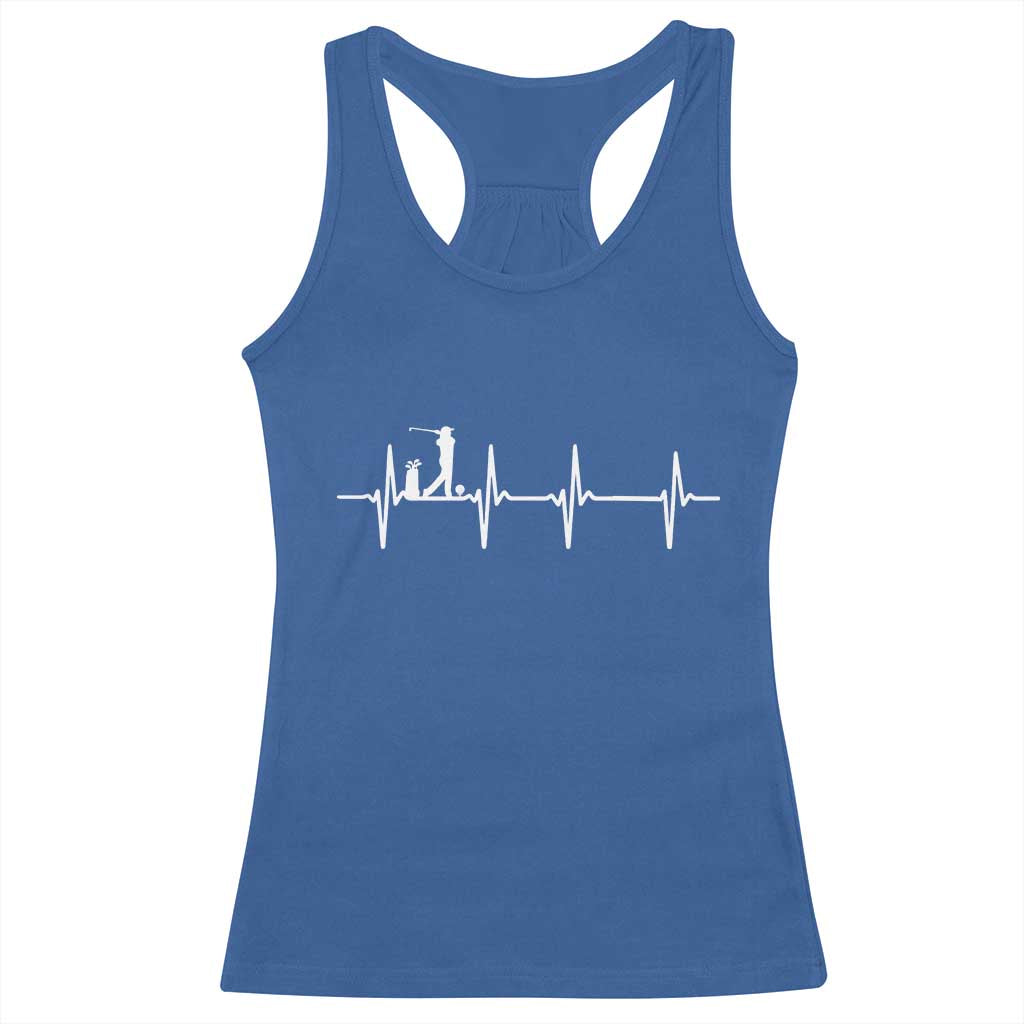 Golf Heartbeat Racerback Tank Top Funny Sport Lover Gift TS12 Royal Blue Print Your Wear