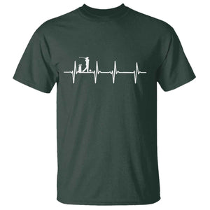 Golf Heartbeat T Shirt Funny Sport Lover Gift TS12 Dark Forest Green Print Your Wear