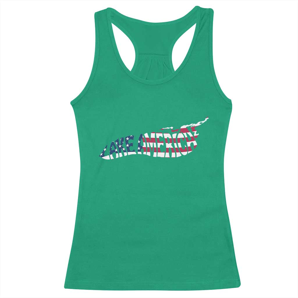 Vintage Lake America Racerback Tank Top Patriotic Great Lakes Gift