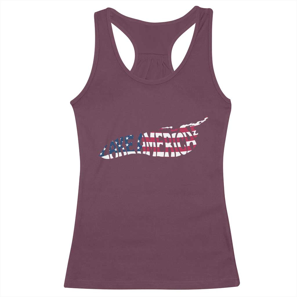 Vintage Lake America Racerback Tank Top Patriotic Great Lakes Gift