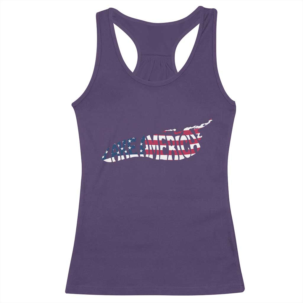 Vintage Lake America Racerback Tank Top Patriotic Great Lakes Gift