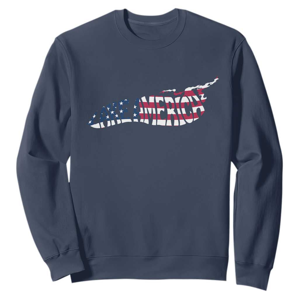 Vintage Lake America Sweatshirt Patriotic Great Lakes Gift