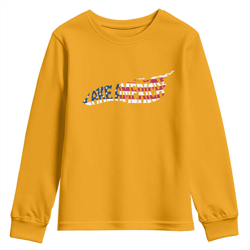 Vintage Lake America Youth Sweatshirt Patriotic Great Lakes Gift