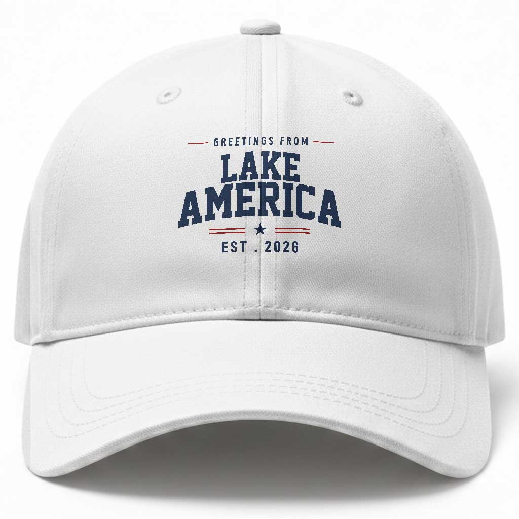 Greetings From Lake America Est 2026 Baseball Cap Patriotic Great Lakes Gift