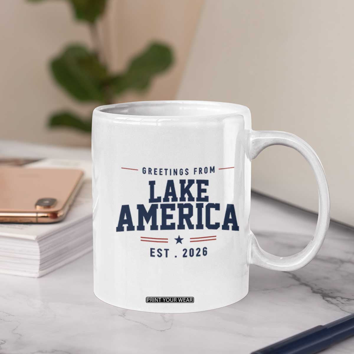 Greetings From Lake America Est 2026 Coffee Mug Patriotic Great Lakes Gift