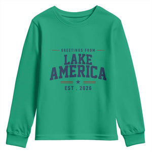 Greetings From Lake America Est 2026 Youth Sweatshirt Patriotic Great Lakes Gift