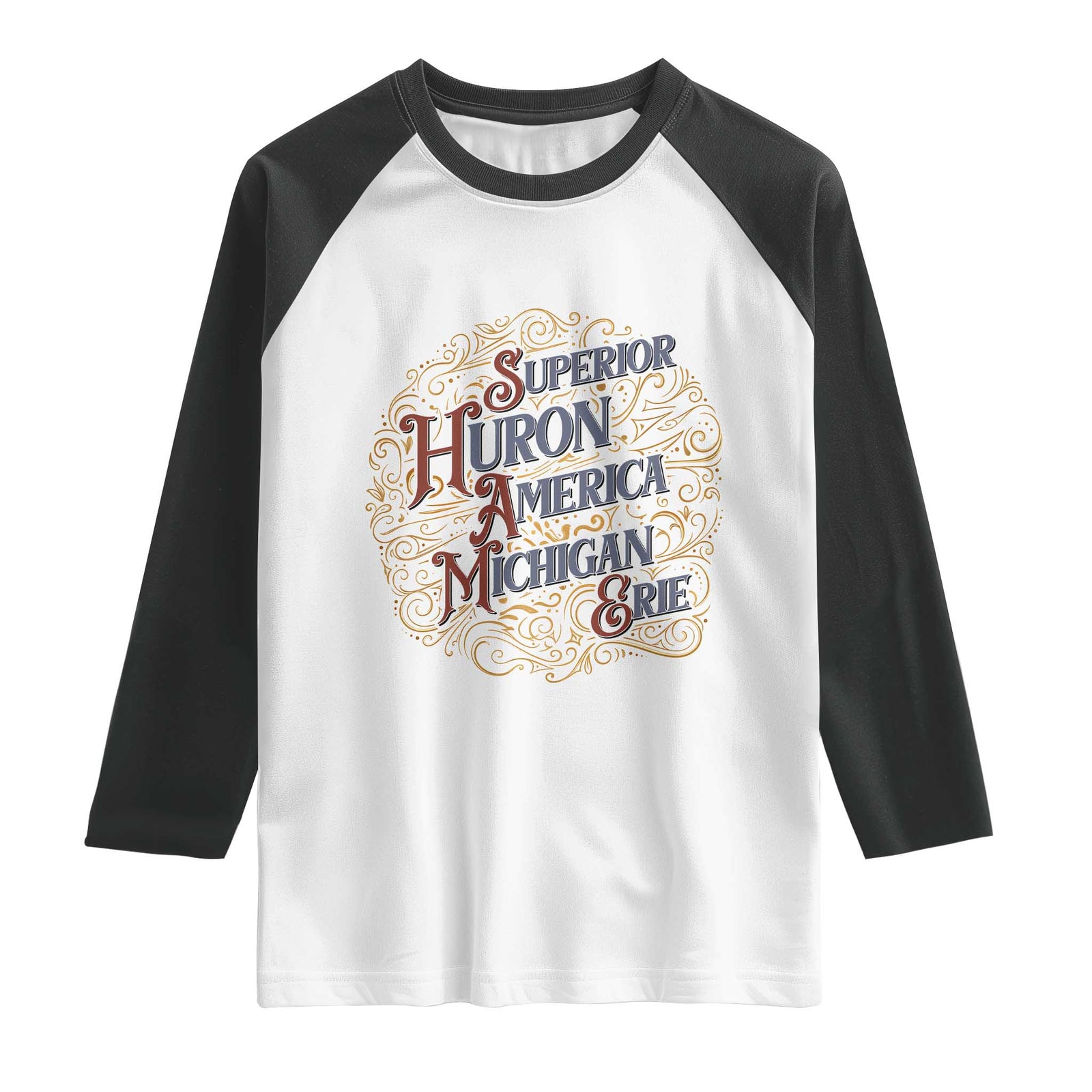 Vintage Great Lakes Raglan Shirt SHAME Superior Huron Michigan Erie America