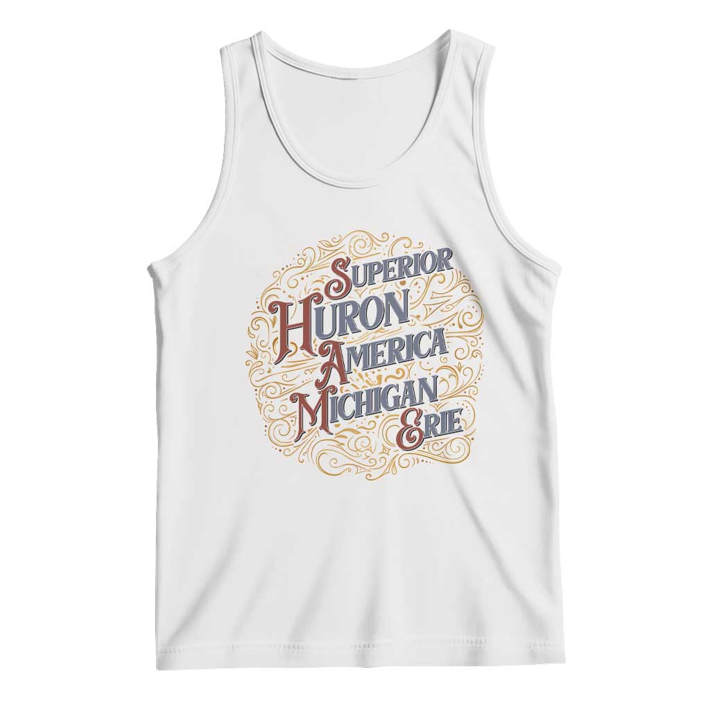 Vintage Great Lakes Tank Top SHAME Superior Huron Michigan Erie America