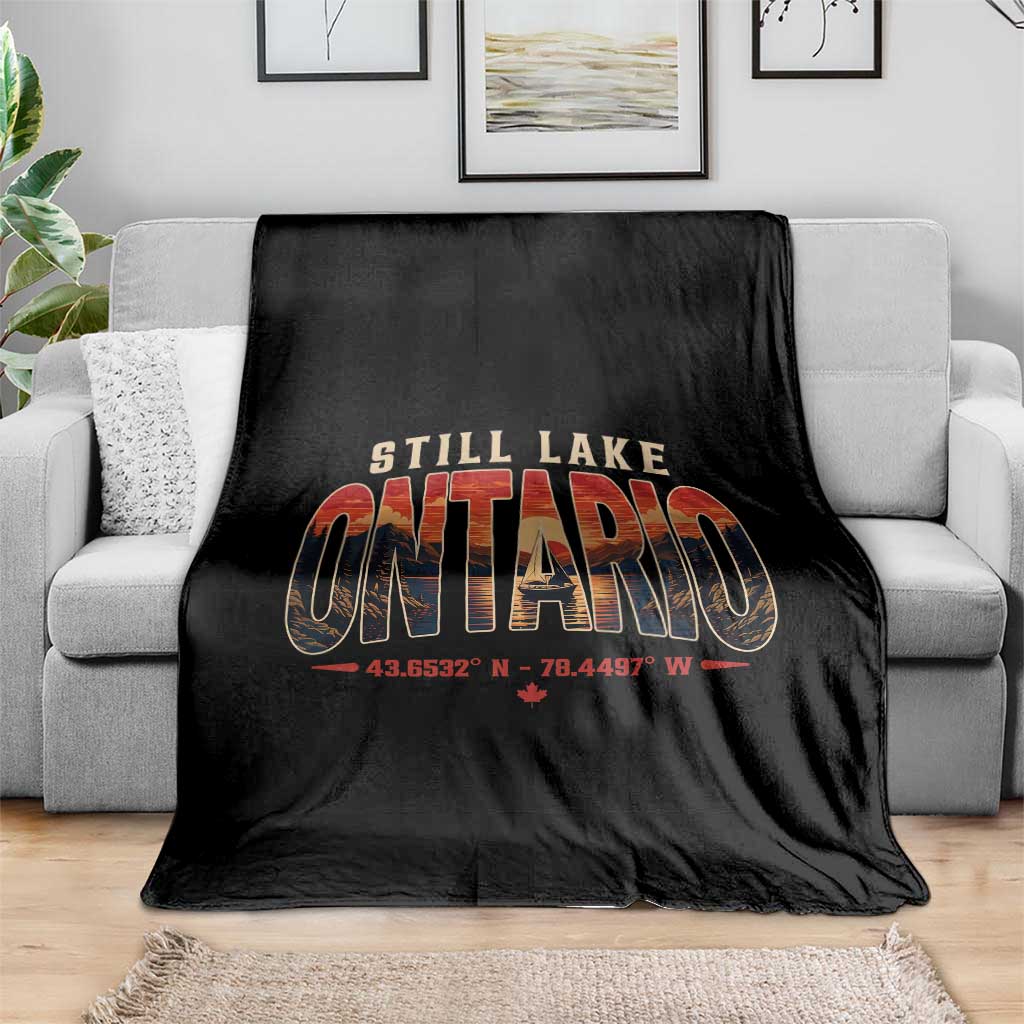Still Lake Ontario Forever Throw Blanket Vintage Sunset Retro Outdoors Gift